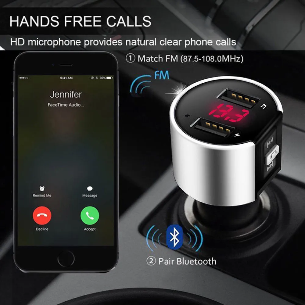 Bluetooth Автомобильный MP3 плеер FM беспроводной передатчик 5 V/3.4A двойной USB ЖК зарядное устройство комплект громкой связи аудио приемник i #1204|MP3-плеер для авто| | АлиЭкспресс