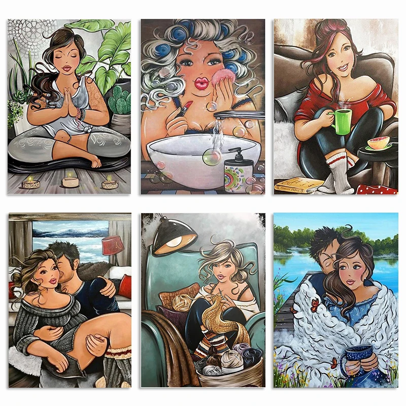 

Fat Lady Women Diamond Painting Cross Stitch With Bead 5D Diamond Embroidery Diamond Mosaic Painting Home Decoration Gift Jq717