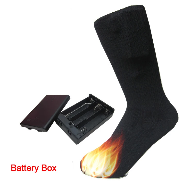 Носки с электрическим подогревом теплые носки с перезаряжаемой батареей 3,7 вольт эластичные зимние теплые носки для спорта на открытом воздухе - Цвет: Battery box