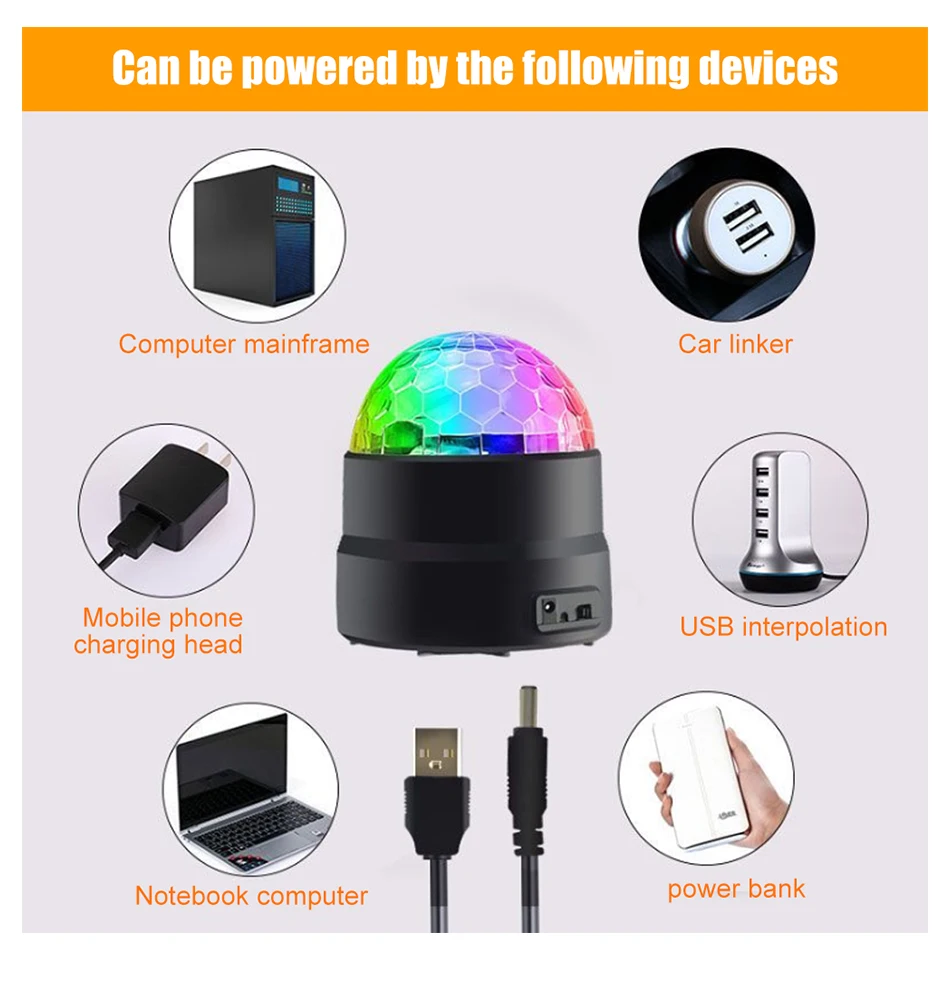 Мини-светильник для вечеринки USB светодиодный бар сценический светильник ing RGB диско шар светильник звуковая активация DJ проектор вечерние светильник s для звездного проектора