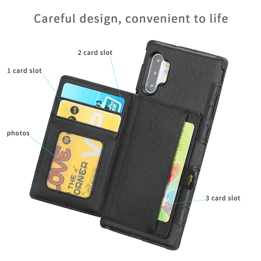 Luxury Leather Phone Wallet Case For Samsung Galaxy Note10 Plus 8 9 S10 9 8 plus PC TPU Cover For samsung s10 9 8 note10 8 case