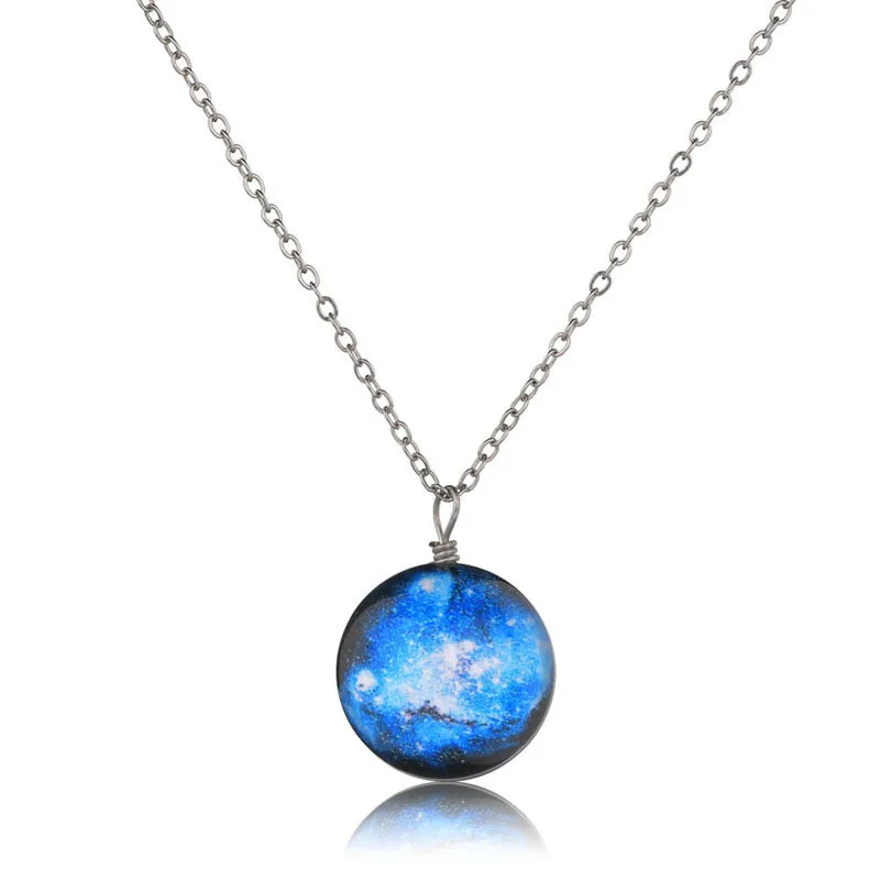 Nebula Galaxy двустороннее ожерелье с кулоном из стекла художественное изображение