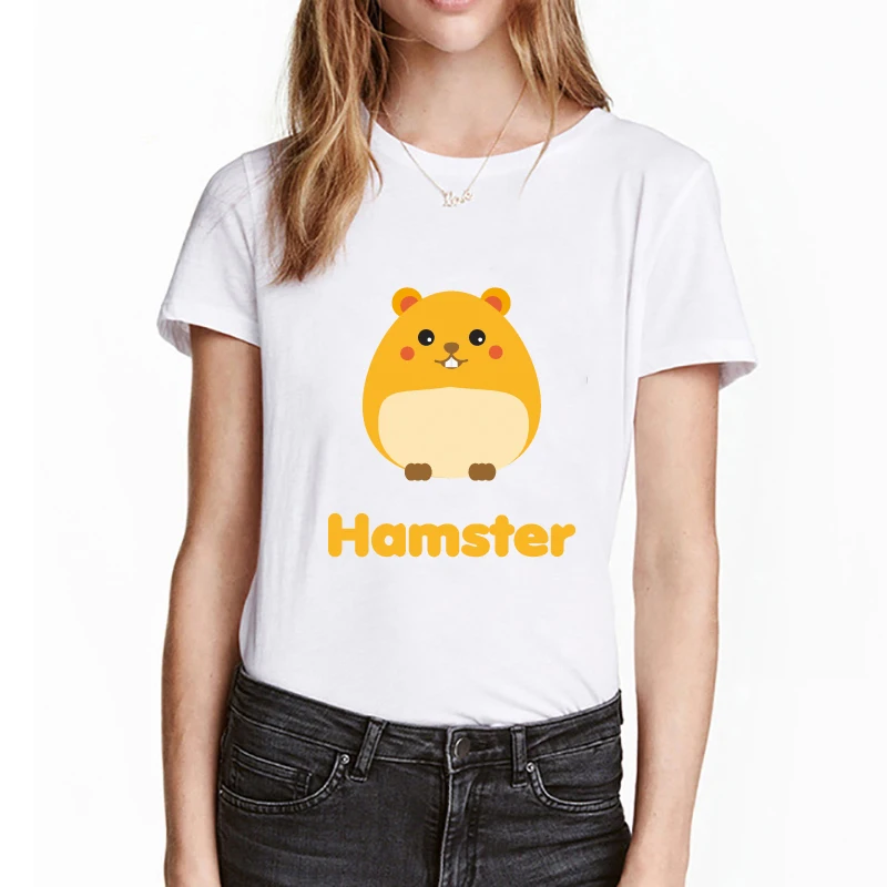 Женская одежда с принтом Kawaii футболка женская животным рисунком птицы круглый