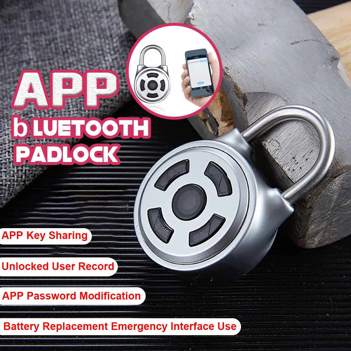 

Mini Wireless Keyless bluetooth Padlock Phone APP/ Button Control Lock Home Portable Anti-Theft Lock for Luggage Backpack