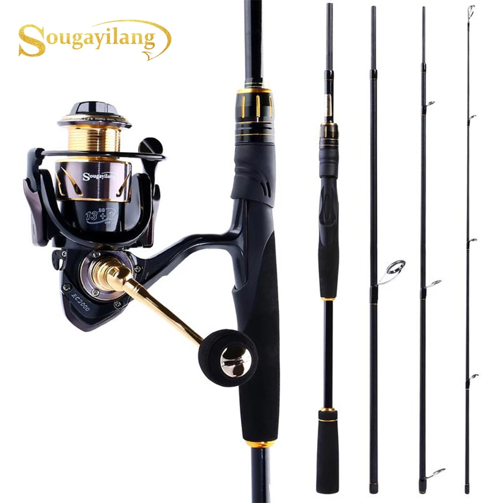 

Sougayilang Spinning Fishing Rod Reel Combos 4 Section M Power Lure Fishing Rod and 13+1BB Spinning Reels for Bass Trout Fishing