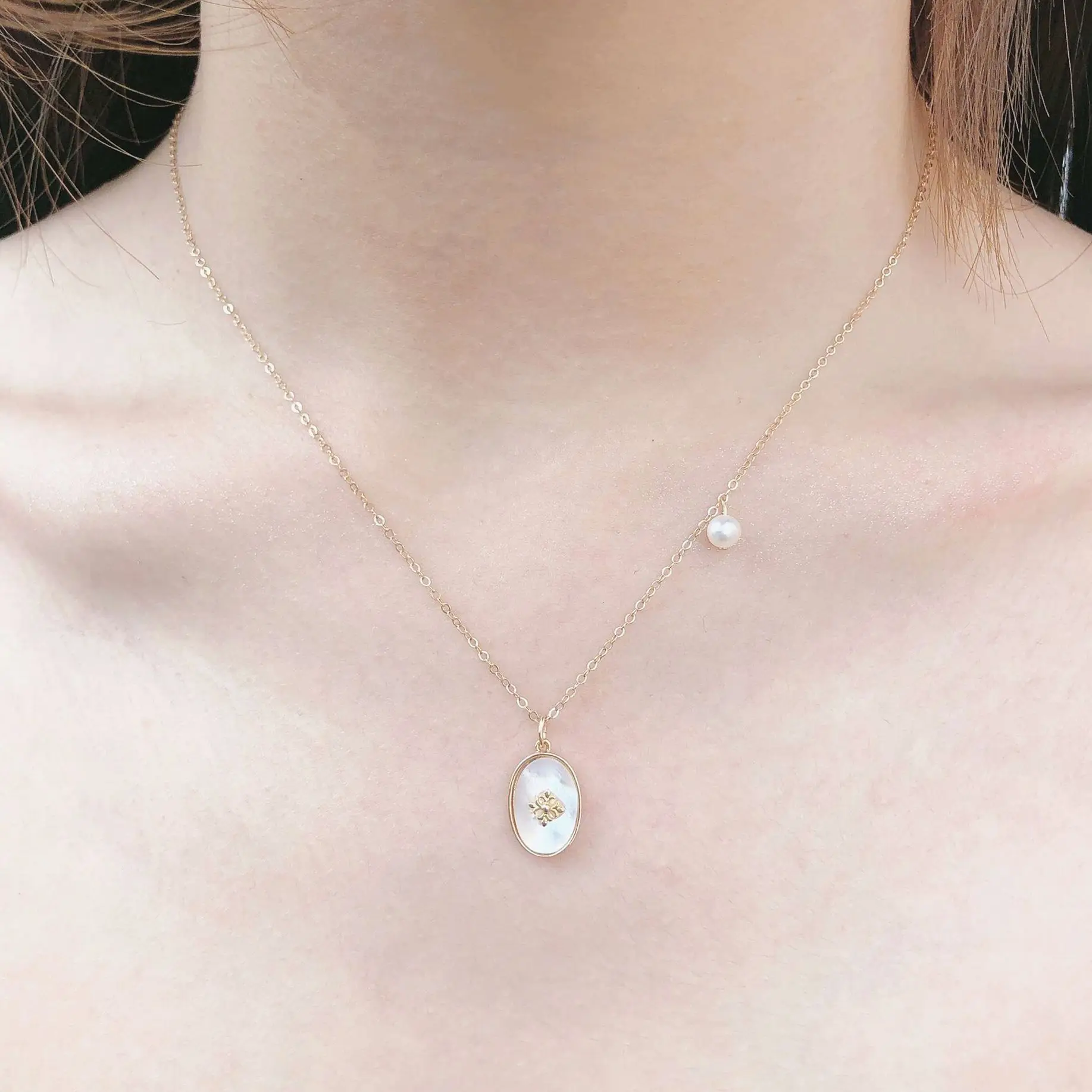 

Butterfly Home New Style Non-mainstream INS Wind 14k zhu jin 4.5-5 round Glare Virgine Pearl Necklace Djjs54o54ie