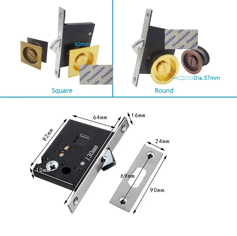 Keyless Bed Bathroom Door Mortise Lock Flush Recessed Finger Pull Thumbturn Square Round Pocket Sliding Door Hooking Bolt Keyless Bed Bathroom Door Mortise Lock Flush Recessed Finger Pull Thumbturn Square Round Pocket Sliding Door Hooking Bolt