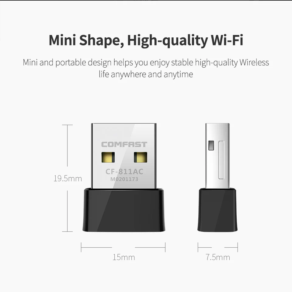 Comfast CF-811AC 650 Мбит/с беспроводной USB Wi-Fi адаптер для ресивера 2,4 + 5 ГГц USB Wifi 802.11n/g/b/ac сетевая карта для ПК Wi-Fi ключ