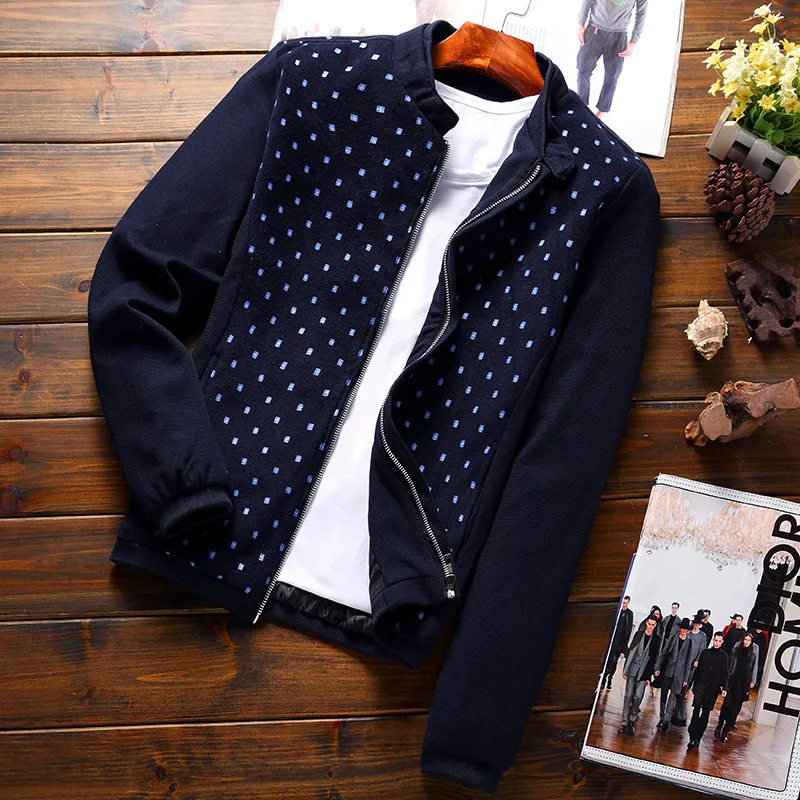 

2020 Spring Winter Style Men Jacket Korean-style Slim Fit MEN'S Jacket Fit Stand Collar MEN'S Knitted Jackets Fashion Men'S Wear