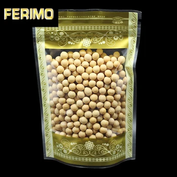 

Doypack Poly Clear Zip Lock Self Sealing Package Storage Bag Stand Up Zipper Golden Pouch For Food Grocery Pack Bags Reusable