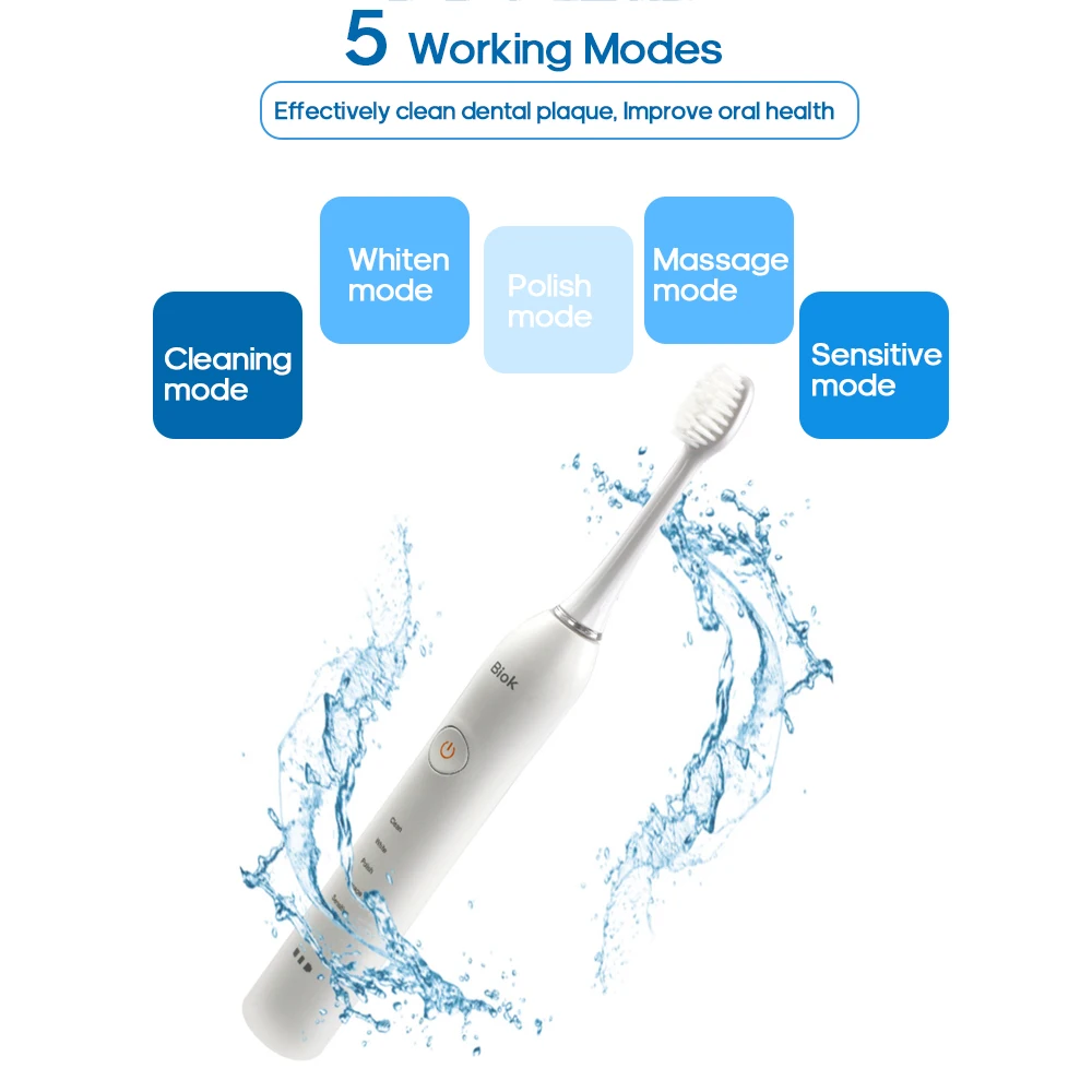 Звуковая электрическая зубная щетка перезаряжаемая зубная щетка мягкая щетина Глубокая чистка отбеливание Уход за полостью рта для взрослых