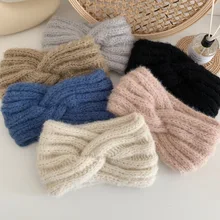 

New Women's Winter Warm Wool Knitted Hairband Soft Thick High-elastic Sports Headband Solid Turban Headwrap Headgear Accessories