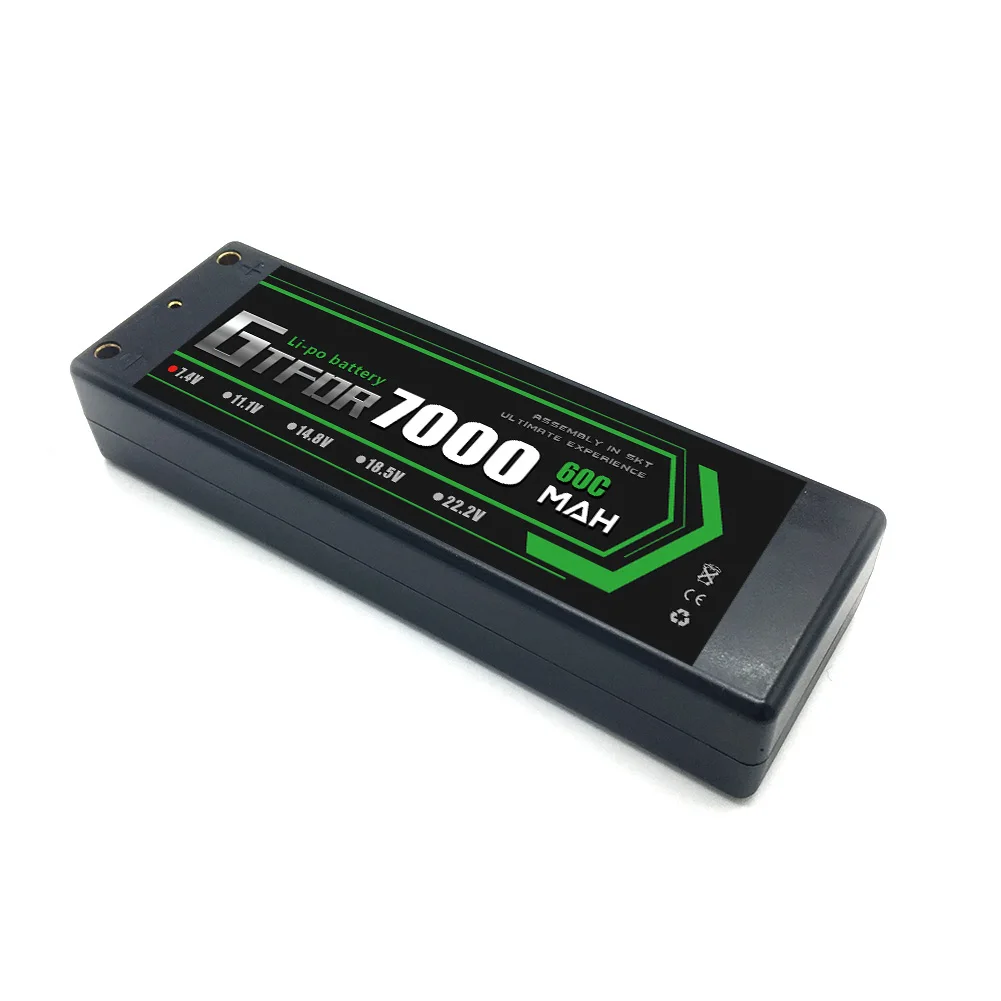 GTFDR 2 шт. 2s Lipo батарея 7,4 В 60C 7000 мАч жесткий чехол Lipo батареи пакет с 4 мм пуля для 1/8 1/10 Радиоуправляемая машина Trax