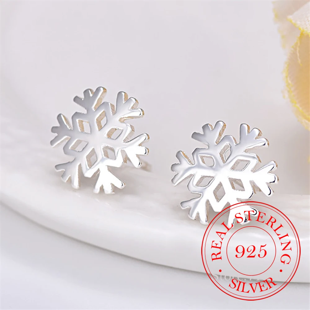 100% Orecchini In Argento Sterling 925 Con Fiocco Di Neve Per Le Donne Regalo Di Natale Di Compleanno Gioielli Pendientes Boucle D Oreille