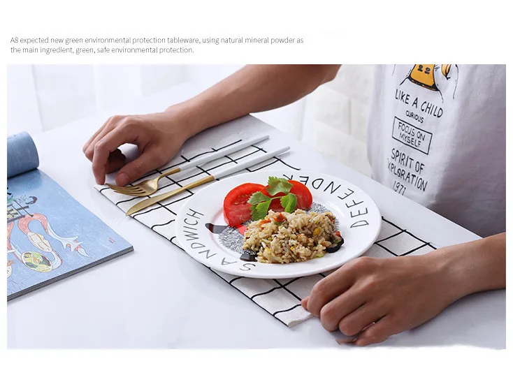 High quality Nordic cutlery cartoon breakfast cake snack dish creative western dish steak dish plate