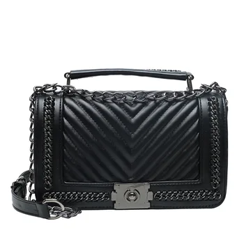 

Large Capacity Women Black Square Purses And Handbags Retro Lattice Chain Shoulder Messenger Bag Business Travel Crossbody Bag