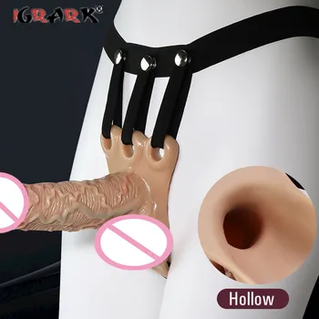 Realistic Soft Hollow Strap On Dildo Harness Wearable Big Penis Pants Artificial Cock Dick Unisex Sex Toys For Women Men Adults 4
