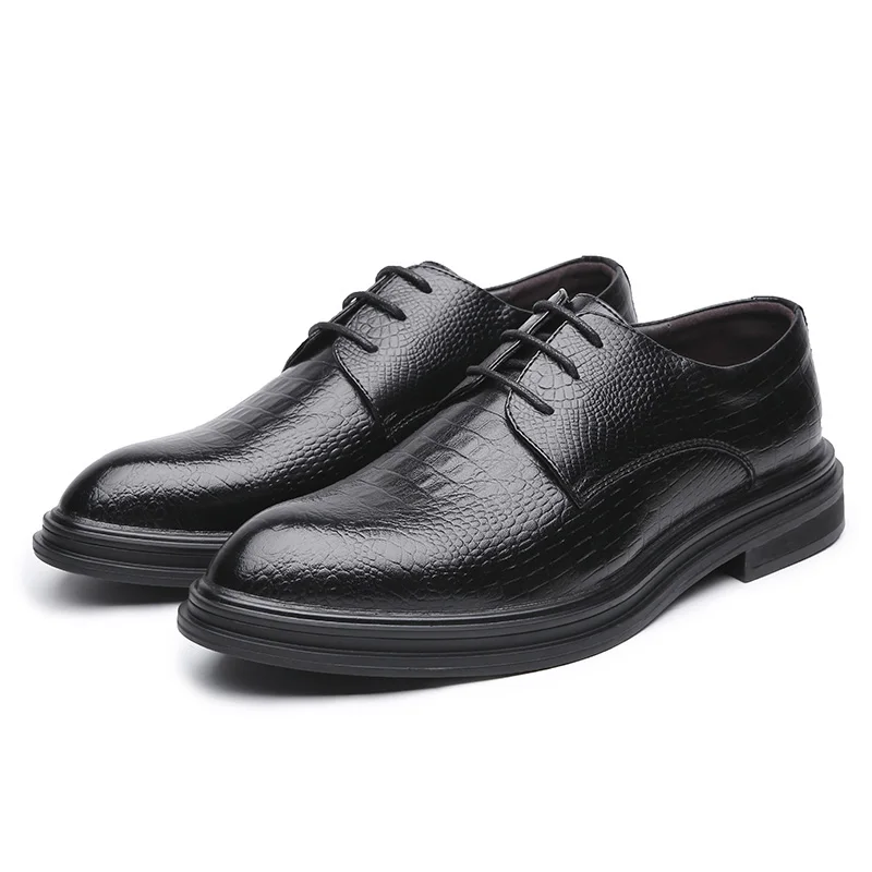 Misalwa/износостойкие Мужские модельные туфли-оксфорды на толстой подошве; кожаные официальные деловые офисные туфли; традиционные мужские туфли размера плюс - Цвет: Black