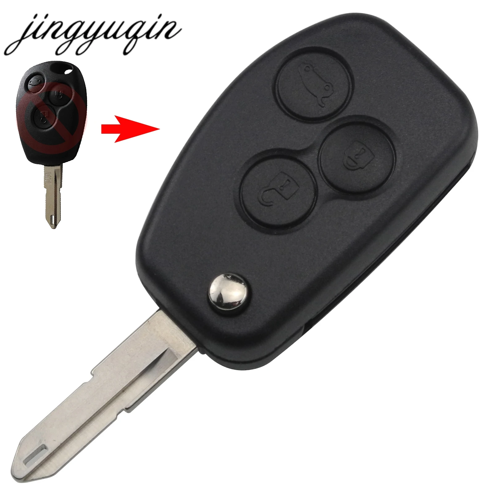 Jingyuqin дистанционный флип-ключ оболочки чехол 2/3 BTN для Renault Duster Logan Fluence Clio Vivaro Master traffix Kangoo Megane laguna