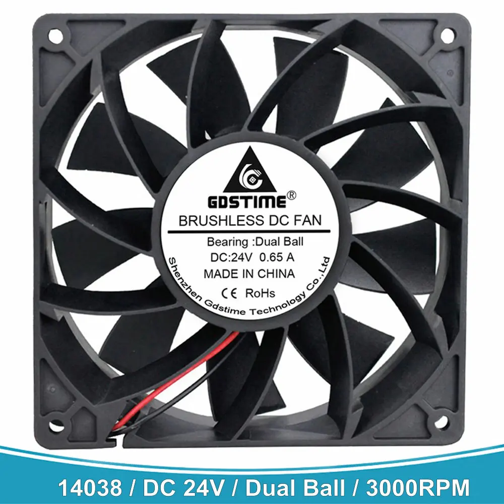 

Gdstime 14 см 14038 140*38 мм охлаждающий вентилятор DC 24V 2Pin шариковый подшипник 140 мм x 140 мм x 38 мм 140 мм мощный компьютер чехол охлаждающий вентилятор
