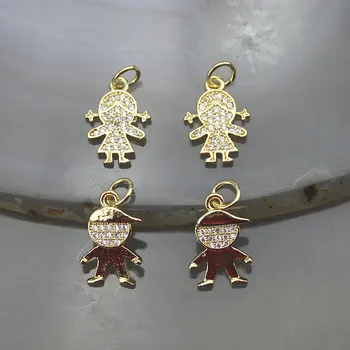 

10*14mm 20pcs/lot High quality cz pendant, boy/girl shape cubic zircon charm jewelry, exquisite bracelet/necklace component