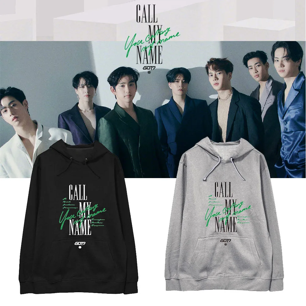 Kpop GOT7 же хлопок HoodyCall мое имя костюм кепки толстовки с длинным рукавом флис утолщаются осень зима верхняя одежда