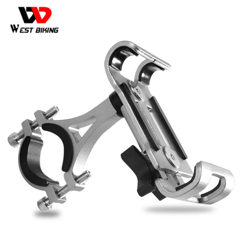 WEST BIKING Aluminium Alloy Bike Phone Holder 4.7-6.5" Cell GPS Mount Bicycle Support Cycling Bracket | Спорт и развлечения