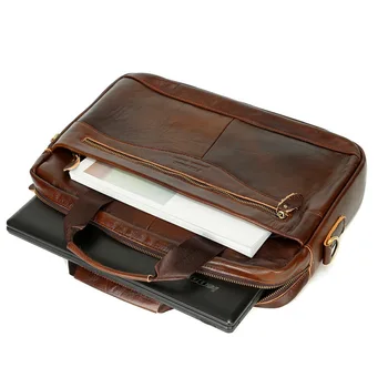 Cowhide Leather Briefcase Mens Genuine Leather Handbags 3