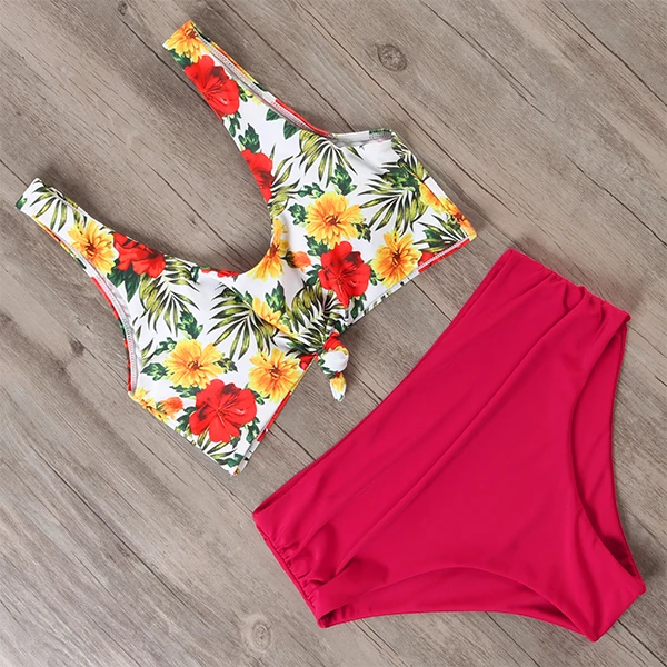 B3850RE RUUHEE Green Bikini Swimwear Women Knotted Swimsuit Bikini Set Bandage Bathing Suit Hight Waist Bikinis Beachwear Biquinis - Цвет: B3850RE