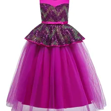Детский костюм для девочек осеннее нарядное платье принцессы для девочек длинное свадебное платье без рукавов, миниатюрная юбка для танцев, праздничное платье для малышей