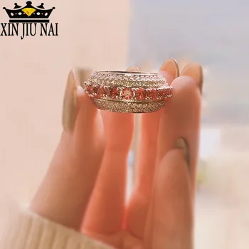 

925anillos Silver 2019 Rotatable Personality Ring Ladies Party Diamond Rings For Women Girl Birthday Gift Accessories