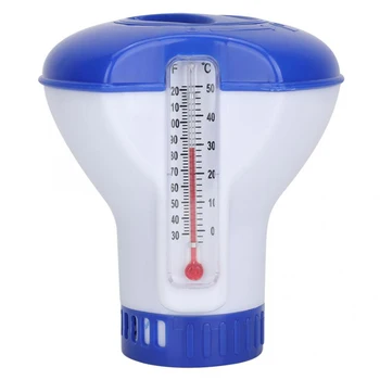 

5 Inch Spa Floating Applicator Automatic Tablet Dispenser Easy Read Portable With Thermometer Disinfection Swimming Pool ABS