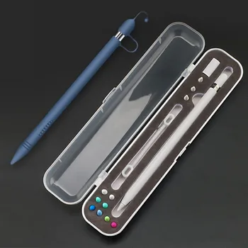

Portable Carrying Storage Case Box Holder Stand with Anti-Lost Silicone Protective Cover Set for Apple Pencil 1 2