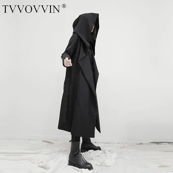 

Loose Women Black Brief Long Big Size Trench New Hooded Long Sleeve Loose Fit Windbreaker Fashion Tide Spring 2020 1S244Q