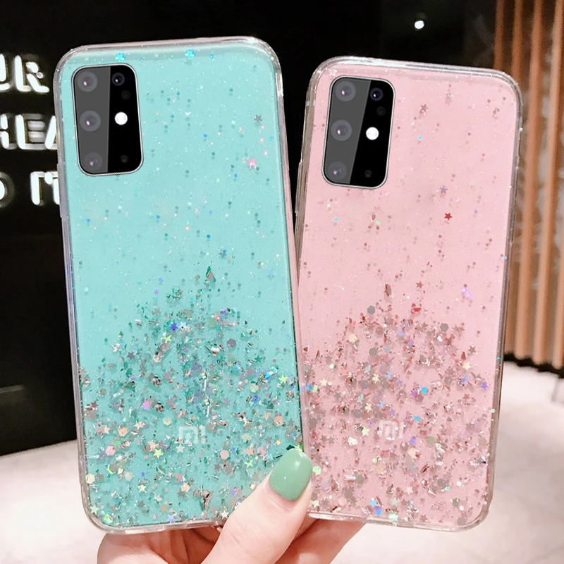 Чехол из ТПУ с блестками и звездами для Samsung Galaxy A51 A71 A10 A10S A20 A20S A20E A30 A30S A40 A50 A50S A70 A70S