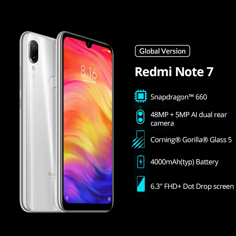 Xiaomi Redmi Note 7 4GB 64GB глобальная версия Смартфон Snapdragon 660 Octa Core 48MP двойная камера 6 3