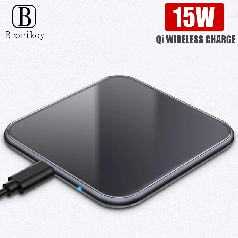 

Ultra-thin Metal Square 15W Wireless Quick Charger for iPhone X Samsung Note 10 Huawei Mate 20 Pro Qi Fast Wireless Charging Pad