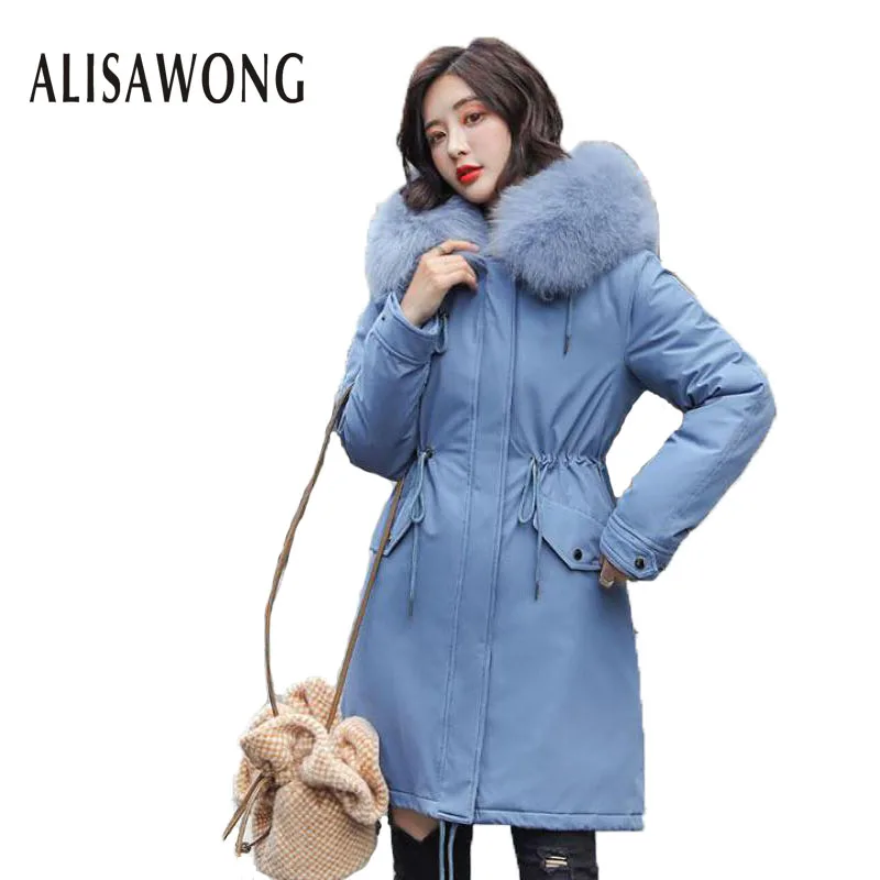 #*Cheap Winter parkas mujer new 2019 women slim meidum long warm thickening snow jacket female wool liner fur collar coat outwear
