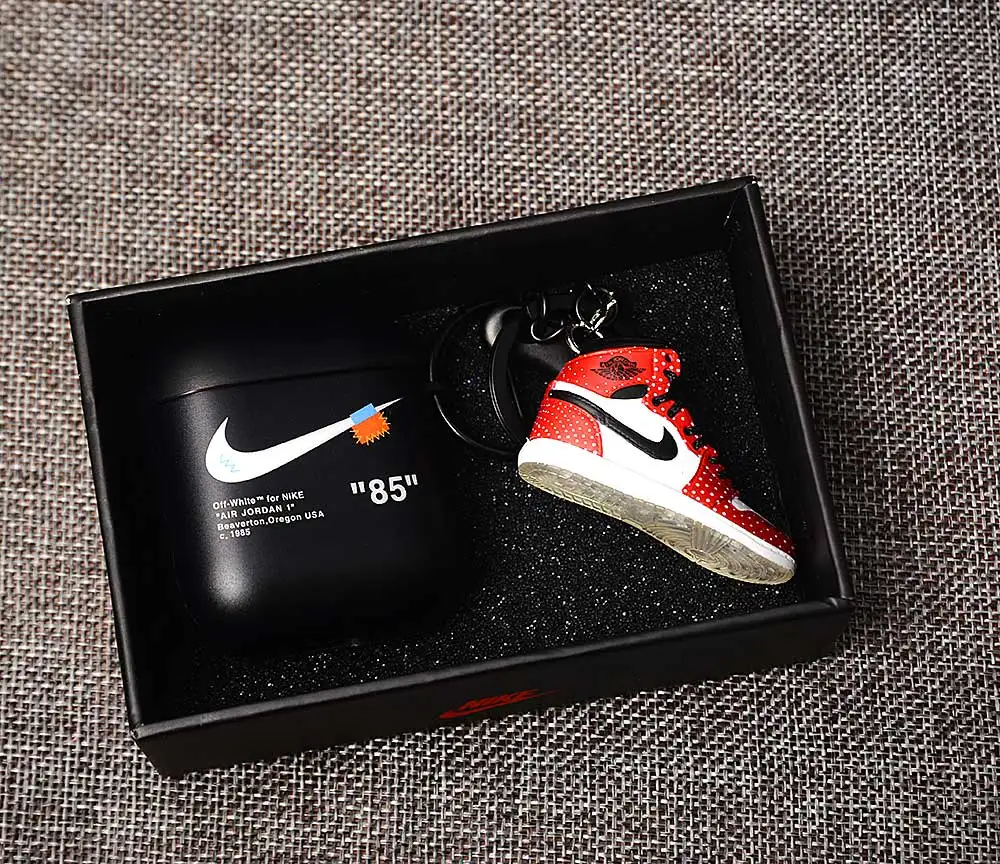 a shoe w case Прямая поставка от белого Chicago pod 2 Чехол брелок в виде кроссовка 3D мини-кроссовки Спортивное черное кольцо посылка обувной брелок в виде кроссовка s - Цвет: a shoe w case