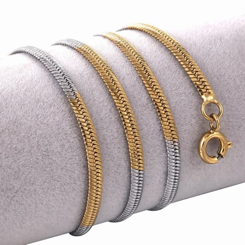 

Gold Color Solid Chain Necklace Stainless Steel Link Choker for Female Charm Simple Collares Wholesale Jewelry Accessories