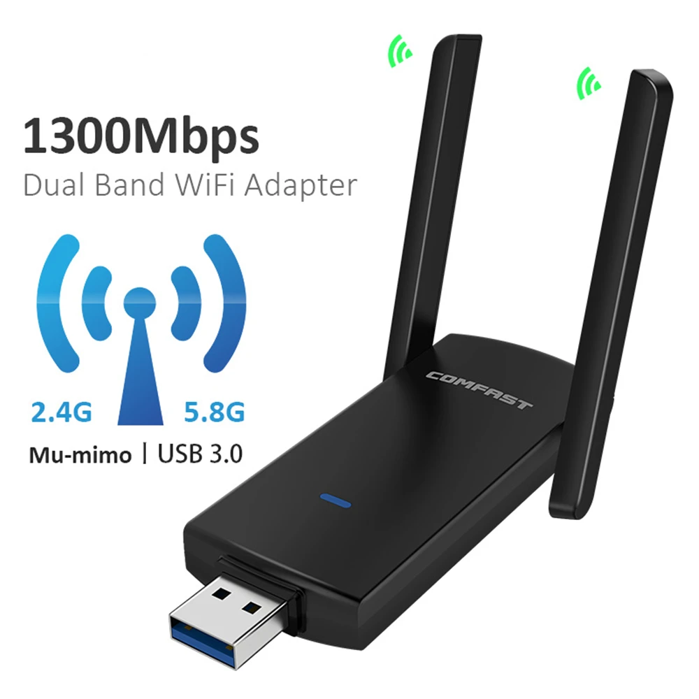 USB Wi-Fi адаптер RTL8812BU 1300 Мбит/с два диапазона | Компьютеры и офис
