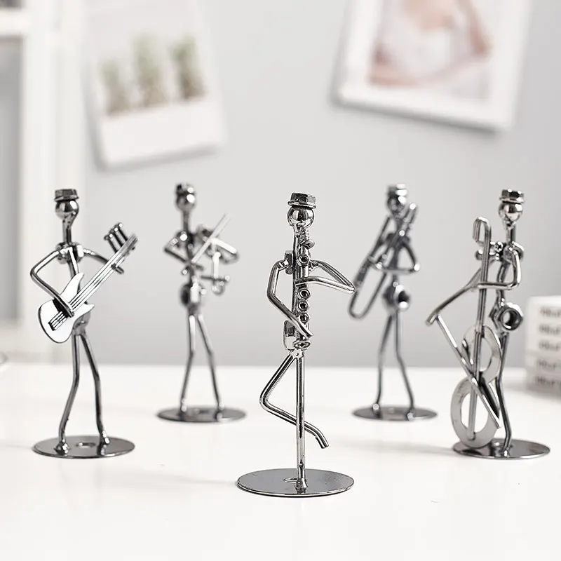 Metal Band Man Ornaments vintage Home decorative antique home office desktop Iron figurines decor Accessories Christmas Gift