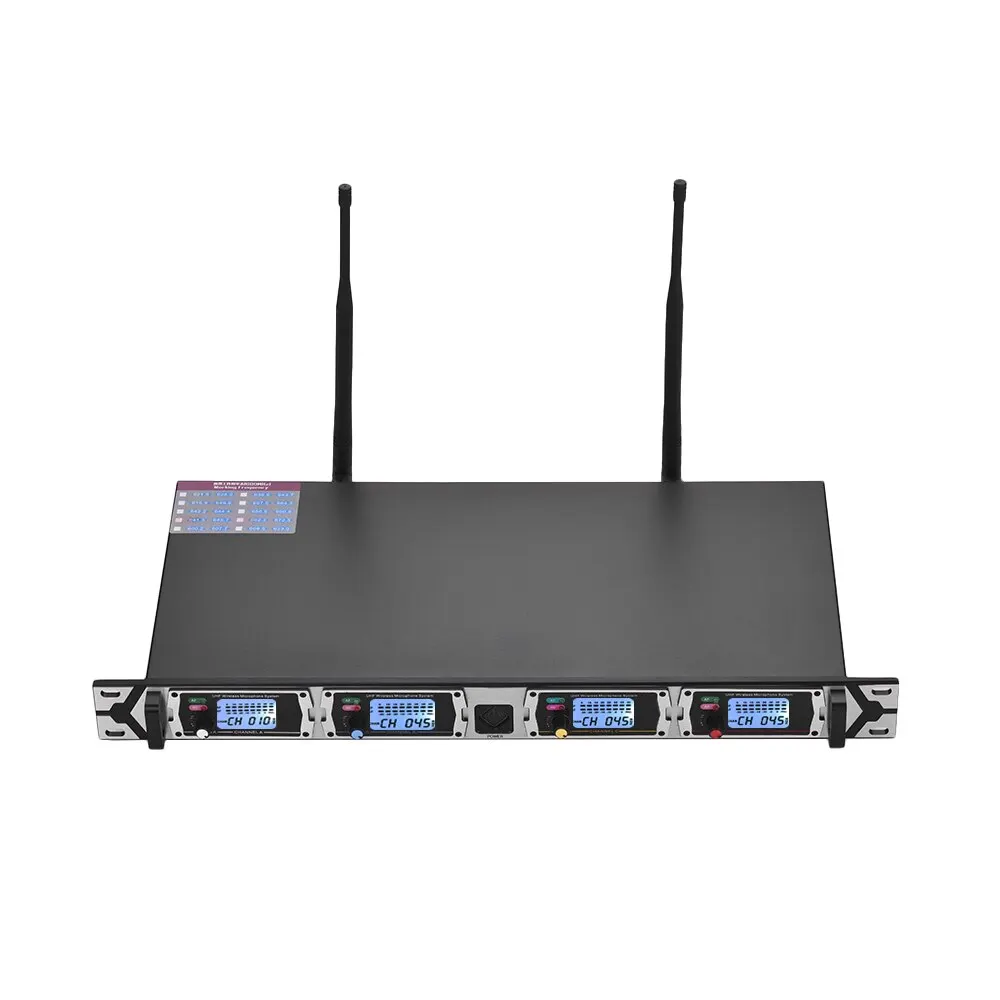 Беспроводная микрофонная система Muslady D4 4 канальная UHF 2 микрофона для гарнитуры с