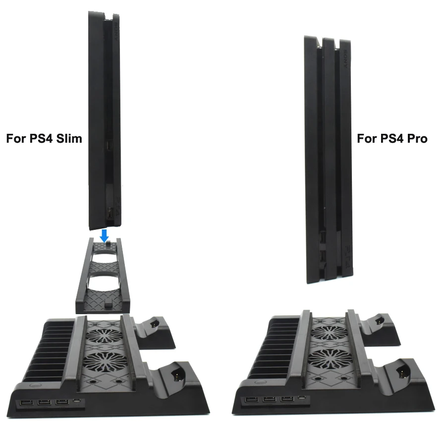 PS4 PRO Тонкий Стенд с охлаждающим вентилятором 2 контроллер зарядное устройство зарядная док-станция игры держатель диска игровая станция 4 PS 4 аксессуары