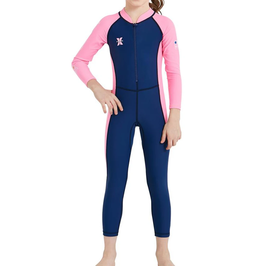 Kids Swimsuit Girl Boys Long Sleeve UV Sun Protection Full Body Rash Guard Kids Wetsuit for Water Sports