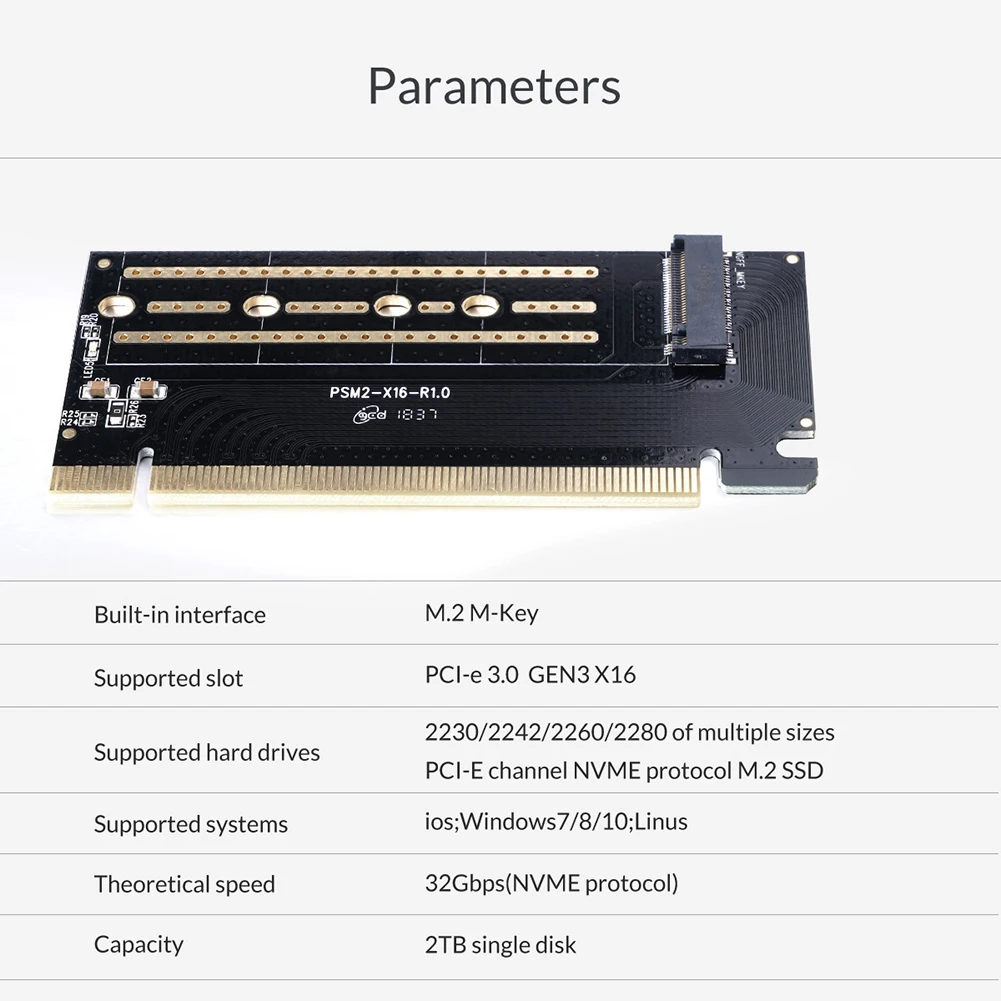 Плата расширения ORICO M.2 NGFF M Key NVMe SSD к PCI e 3 0 Gen3 X16|Платы расширения| |