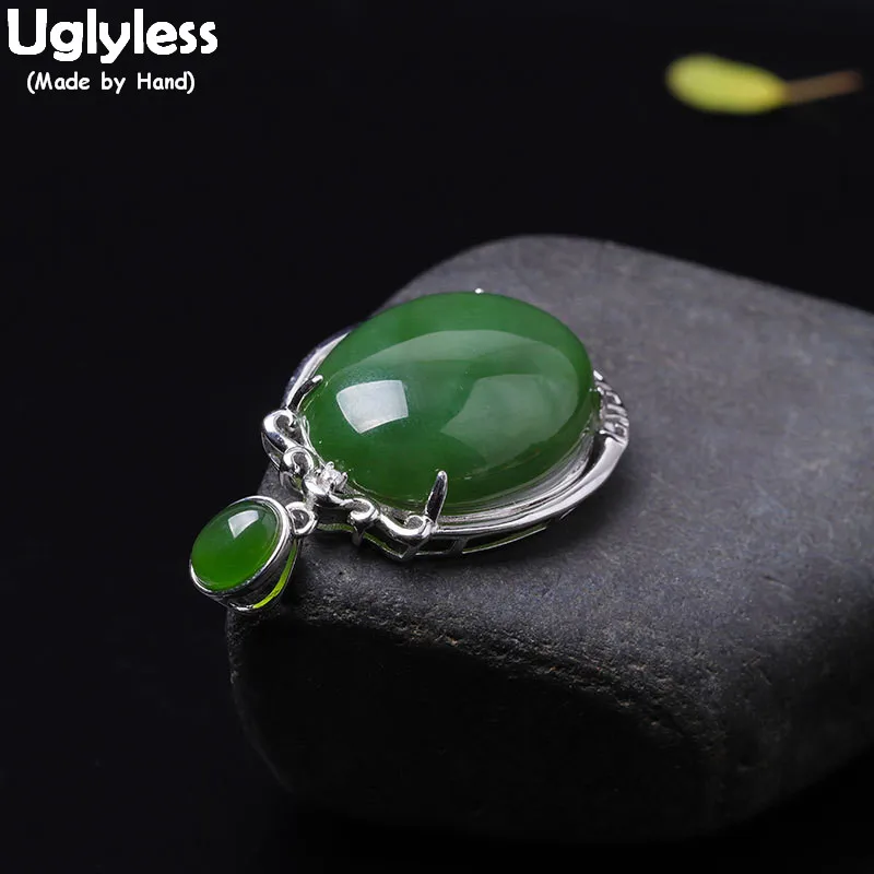 Безглицый натуральный зеленый JADE Jasper Подвески Ожерелья без цепи Настоящее серебро 925 ювелирные изделия для женщин вечернее кулон Платье P948