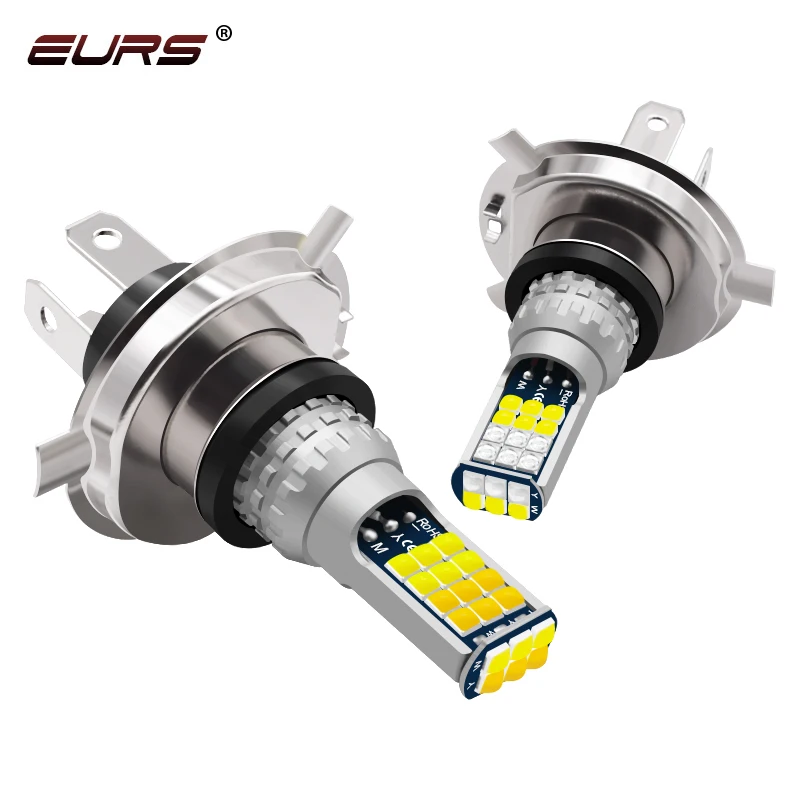 2x LED H4 Motorcycle Headlight Bulb Two Color LED Light H4 LED Bulb White  Yellow blue Replacement Lamp for Auto 3030 30SMD 12V