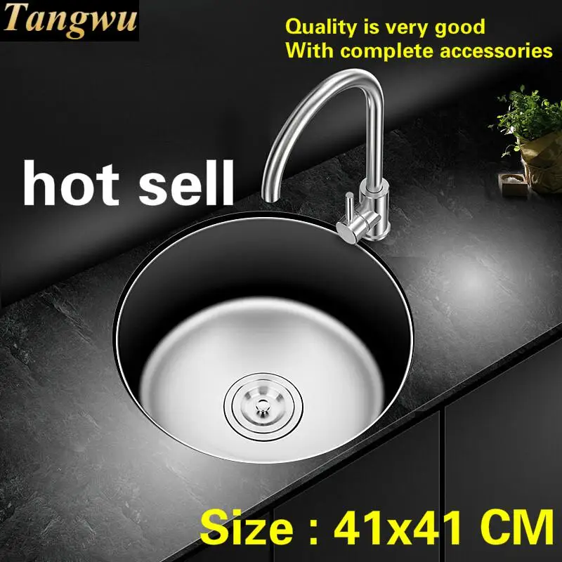 

Free shipping Standard individuality balcony circular tank sink food grade stainless steel single slot hot sell 41x41 CM