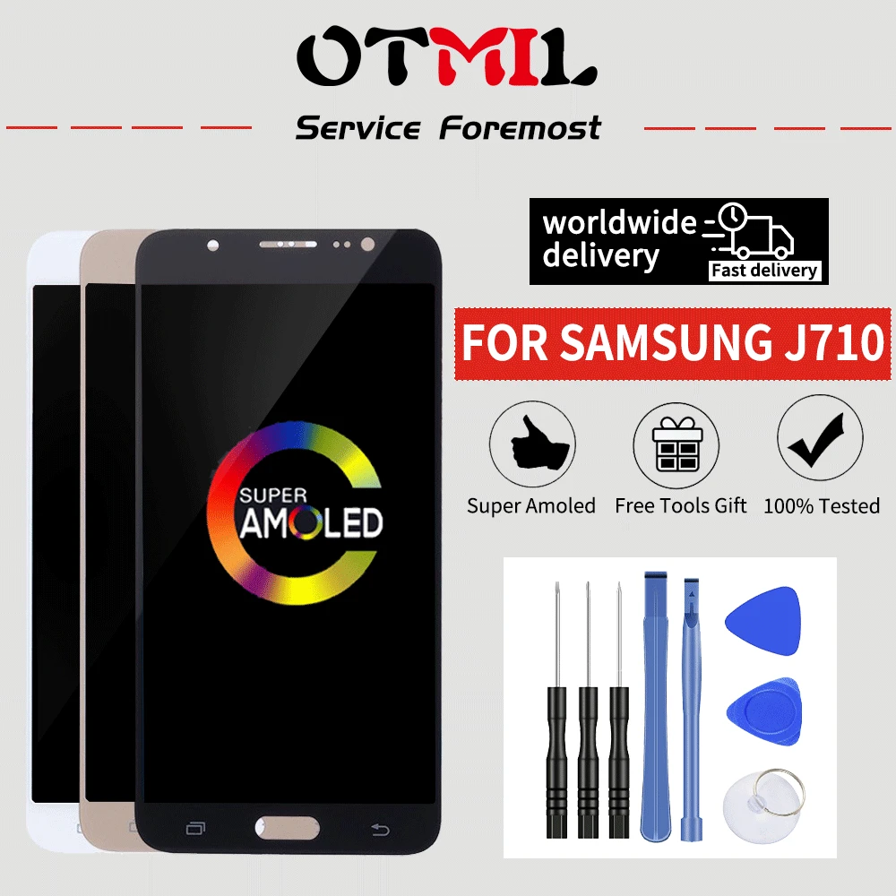 

OTMIL 5.5"AMOLED For SAMSUNG Galaxy J710 LCD Touch Screen with Frame J710FN J710F J710M LCD For SAMSUNG J7 2016 Display #1